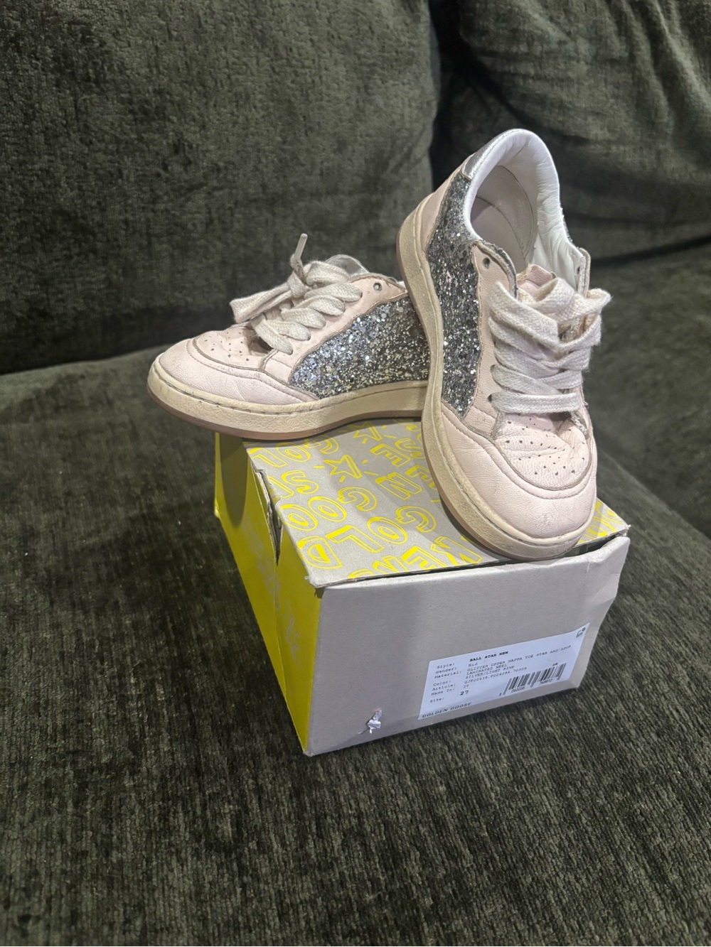 Golden Goose Kids Glitter Sneakers Size 27 /US10 Made in Italy Pink/Silver - Picture 3 of 9